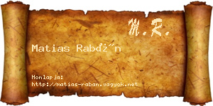 Matias Rabán névjegykártya